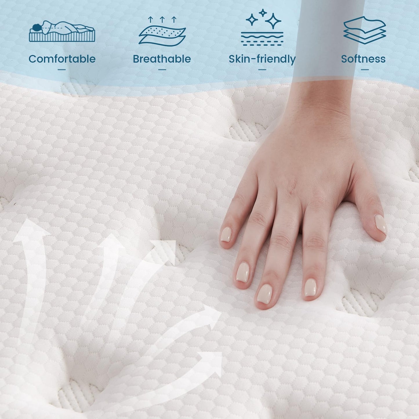 Vantto 3FT Single Mattress, 10 Inch Memory Foam Hybrid Mattress with Breathable Fabric and Pocket Spring for Motion Isolation, Medium Firm
