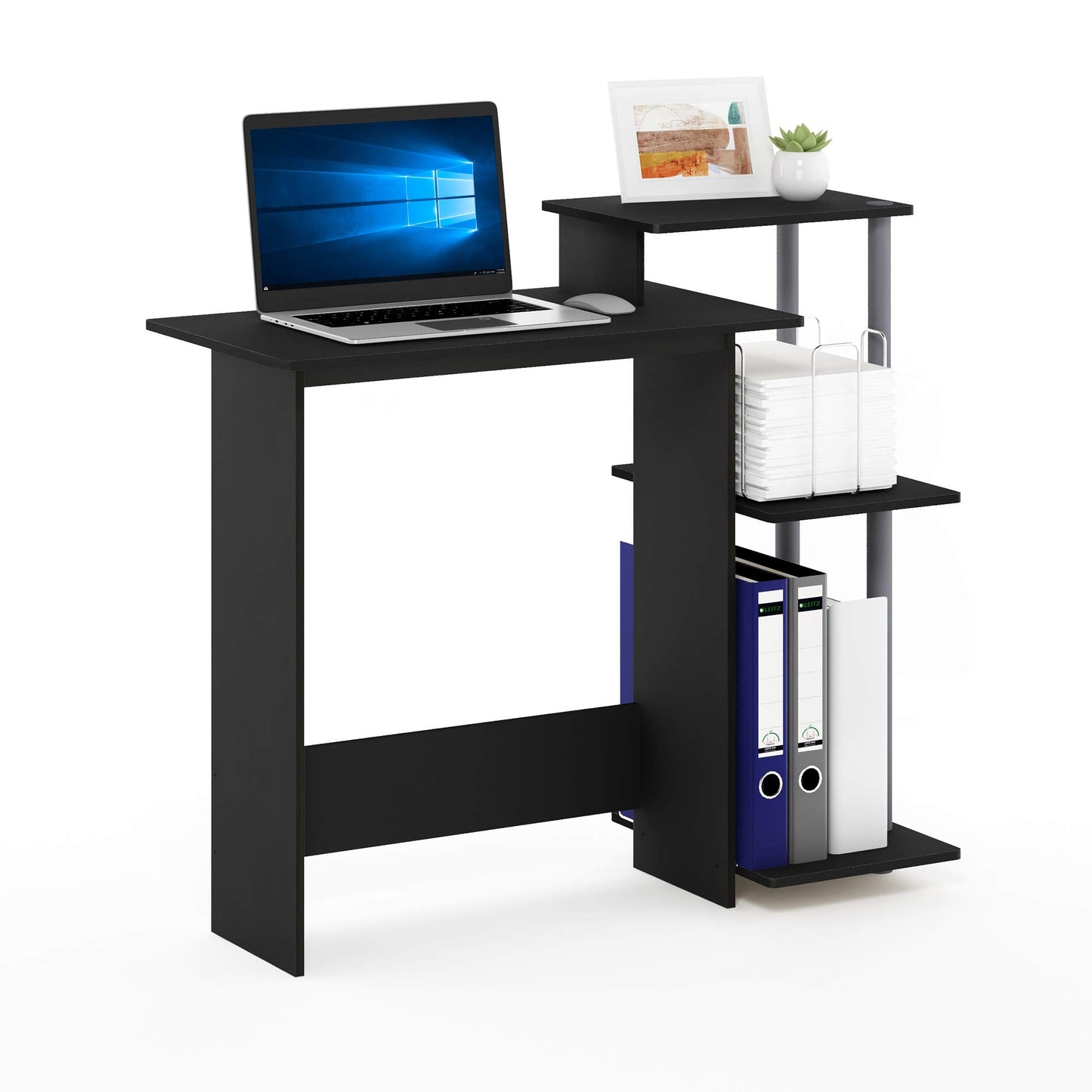 Furinno EFFICIENT Desk, Gaming Desk, with 3 Open Side Shelves, Laptop Notebook Computer Desk,Office Desk for Home Office, Study Room, Dorm