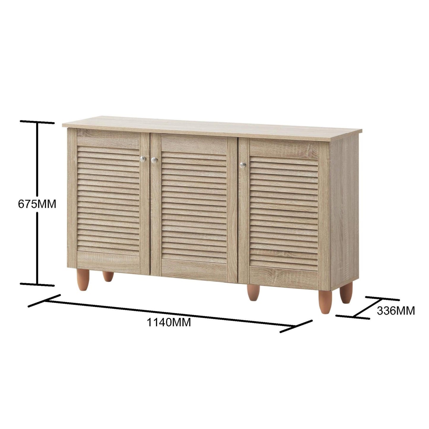 TAD TIMBER ART DESIGN UK Modern Shoe Storage Cabinet 3 Doors Footwear Stand Rack Unit Cupboard Sonoma Oak