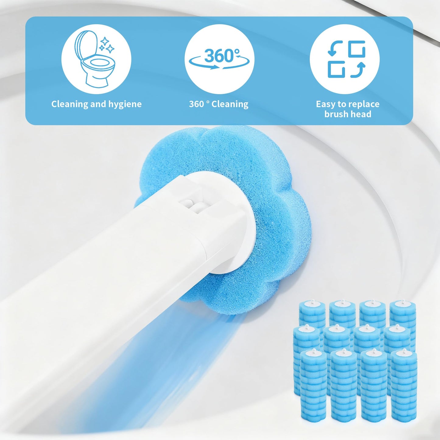 Axincardarm Disposable Toilet Brush Refills Toilet Cleaner Sponge 100 Pcs