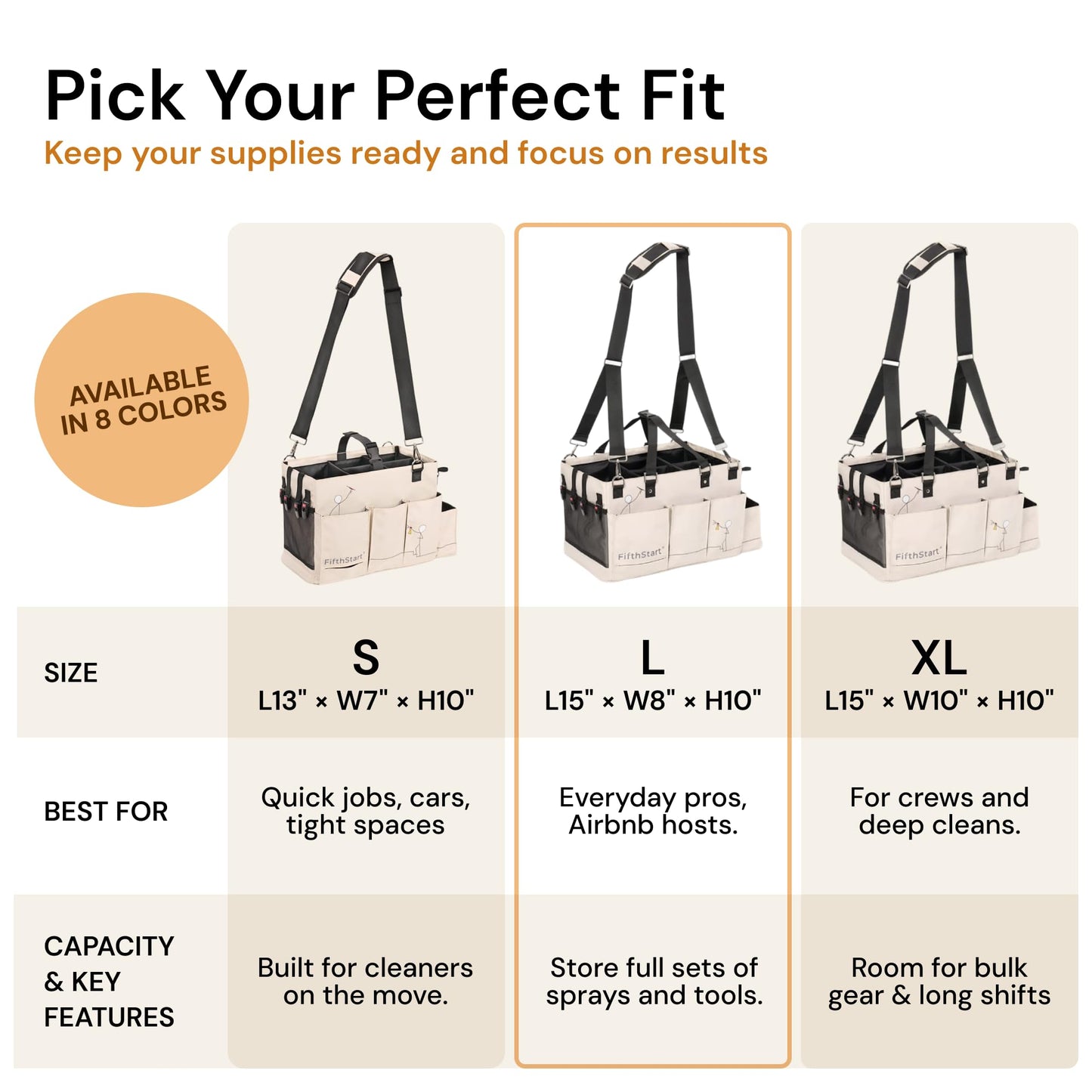 FifthStart Multipurpose Cleaning Caddy with Handle, Waist & Shoulder Strap - Nappy Caddy - 9 Pockets & Easily Cleaned