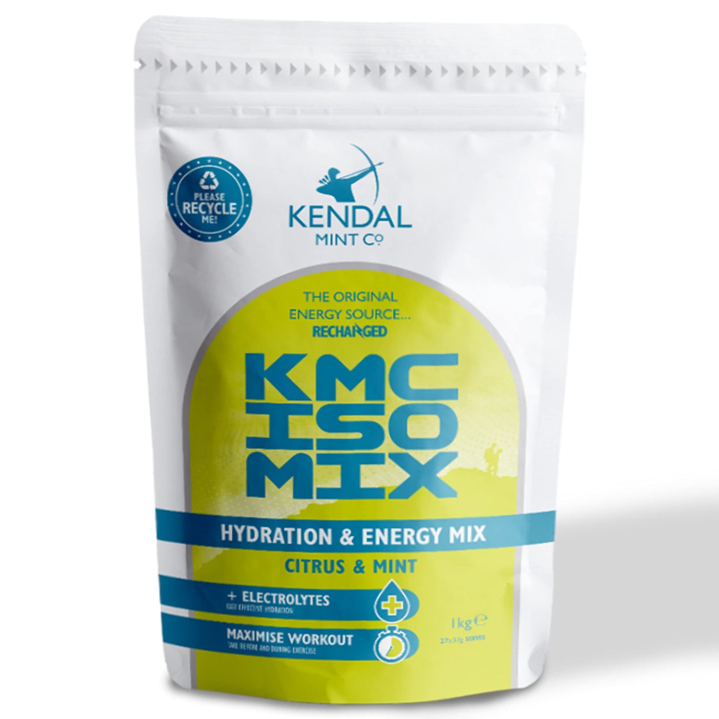 Isotonic Electrolyte Energy Drink Powder | Refreshing Citrus & Mint | 100% Recyclable | KMC ISO Mix (Citrus & Mint, 1kg / 27 Serves)
