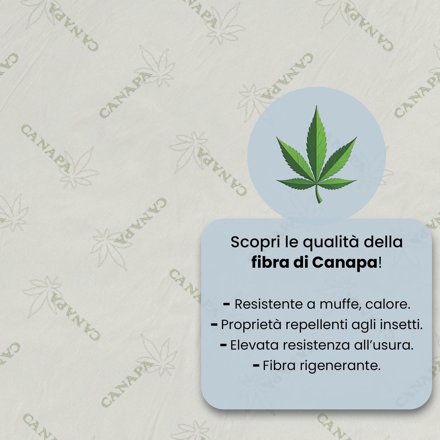 MB HOME ITALY, Mattress cover, Hemp, Single 90x200 cm