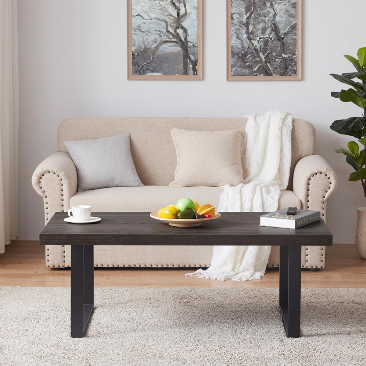 IBF Coffee Table Living Room Wooden Center Coffee Tables 100cm Dark Oak