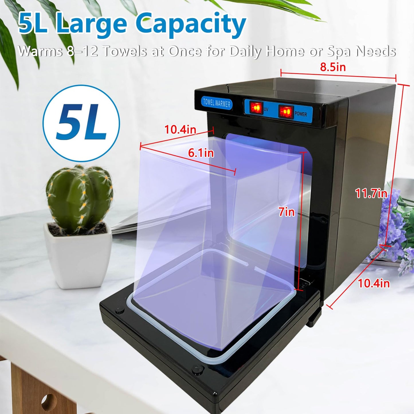 Hot Towel Warmer, 5L Towel Warmer Cabinet with UV Sterilizer, 360° Heating & Fast Heat-Up, Easy to Use for Beauty, Salon, Spa, and Home