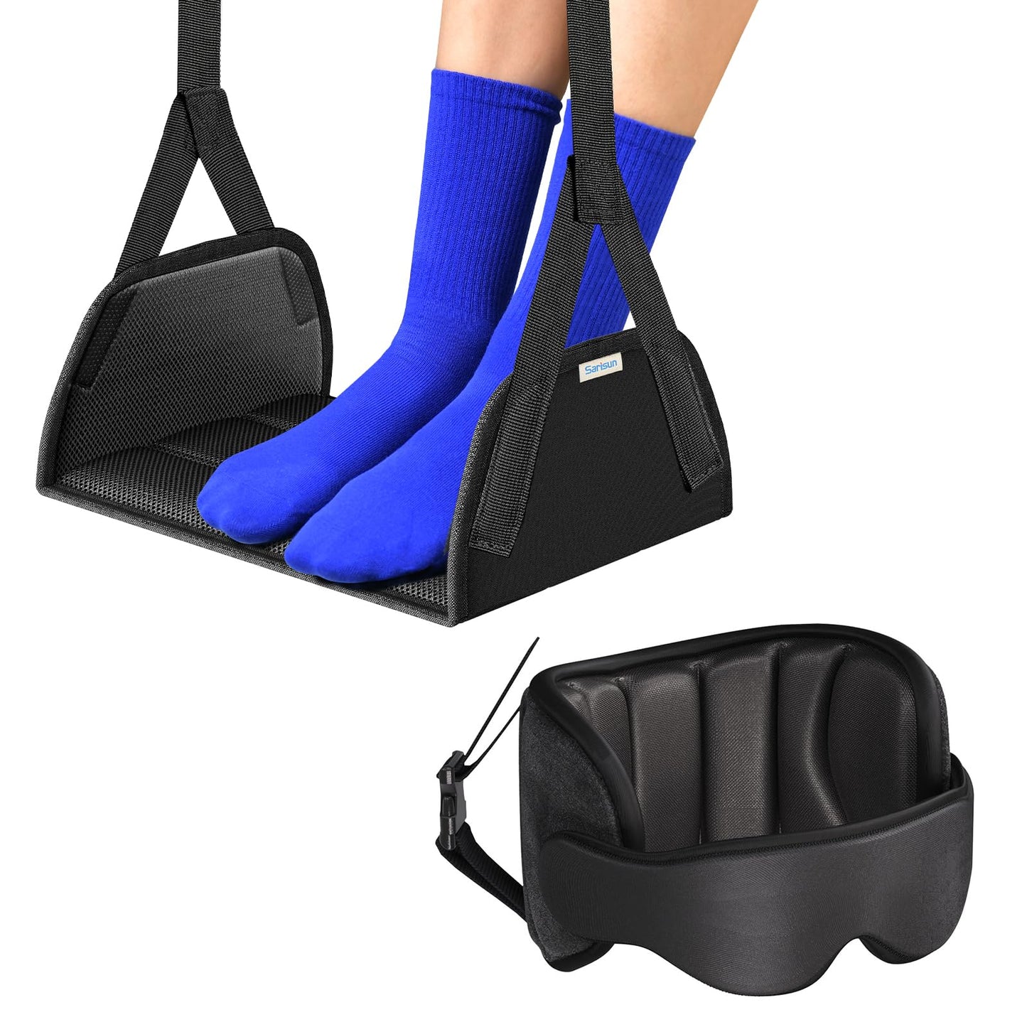 SARISUN Travel Pillow with Strap, Airplane Foot Hammock for Long Flights