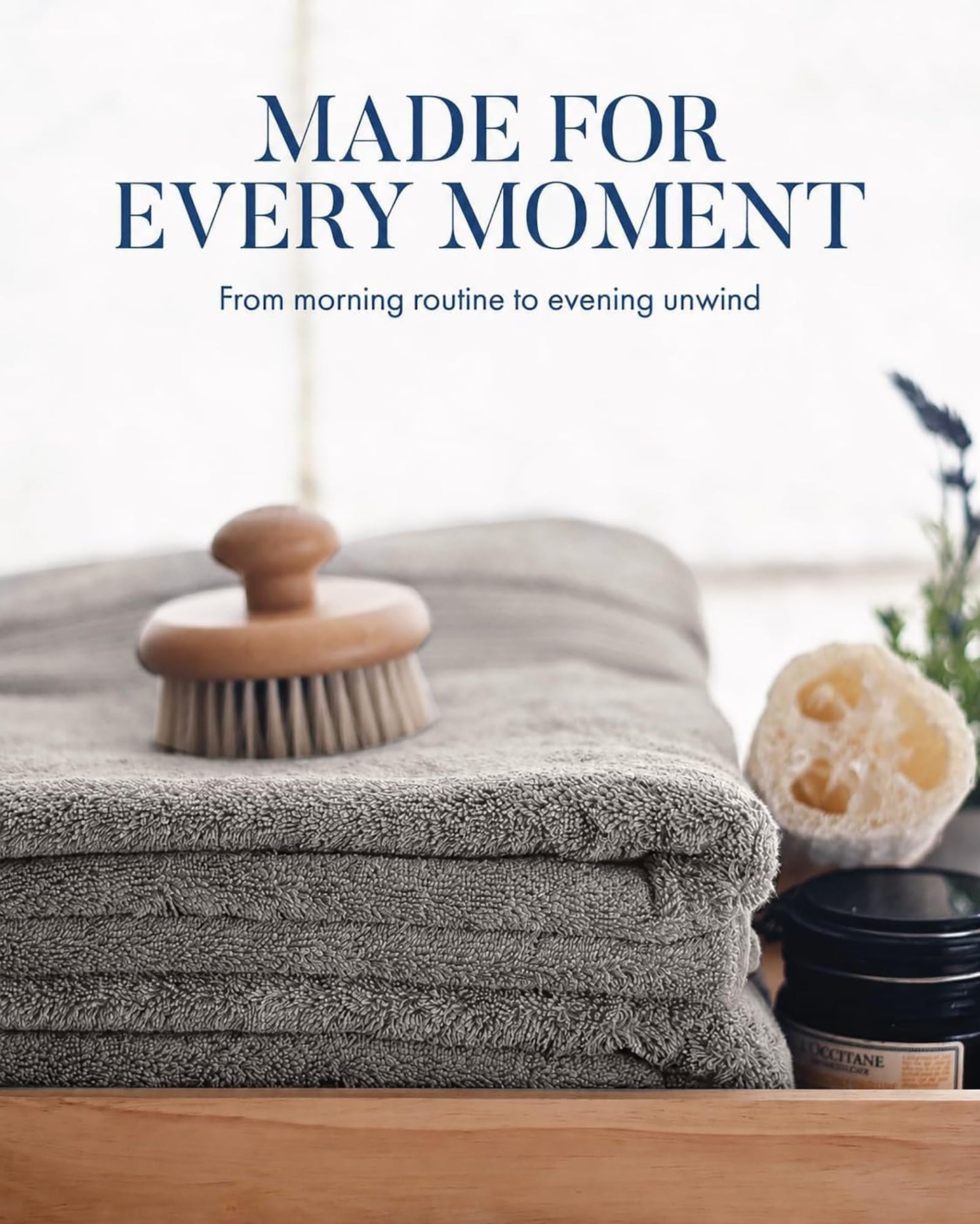 Bliss Luxury Combed Cotton Bath Towels - 34" x 56"/86 x 142 cm Extra Large Premium Quality Bath Sheet - 650 GSM - Soft, Absorbent (4 Pack, Grey)