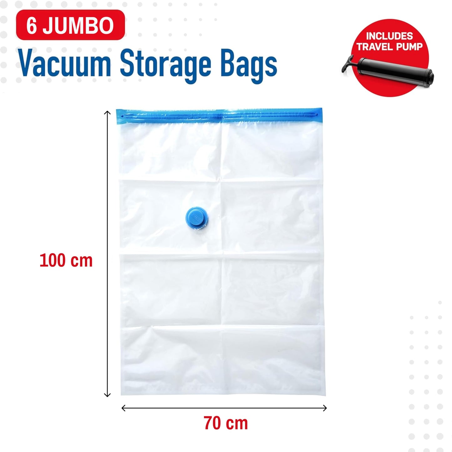 Spacesaver Jumbo Vacuum Storage Bags for Clothes - 100 x 80 cm Vacuum Bags and Space Saver for Comforters and Blankets