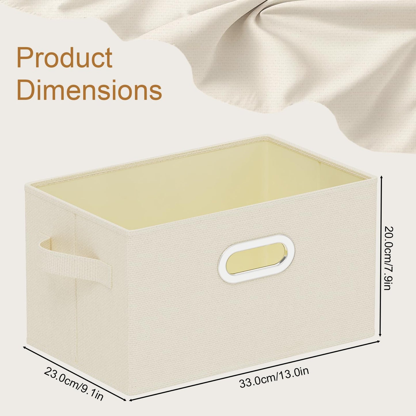 ENUMAIL Collapsible Open Storage Baskets,33x23x20cm,Beige,4 Pack