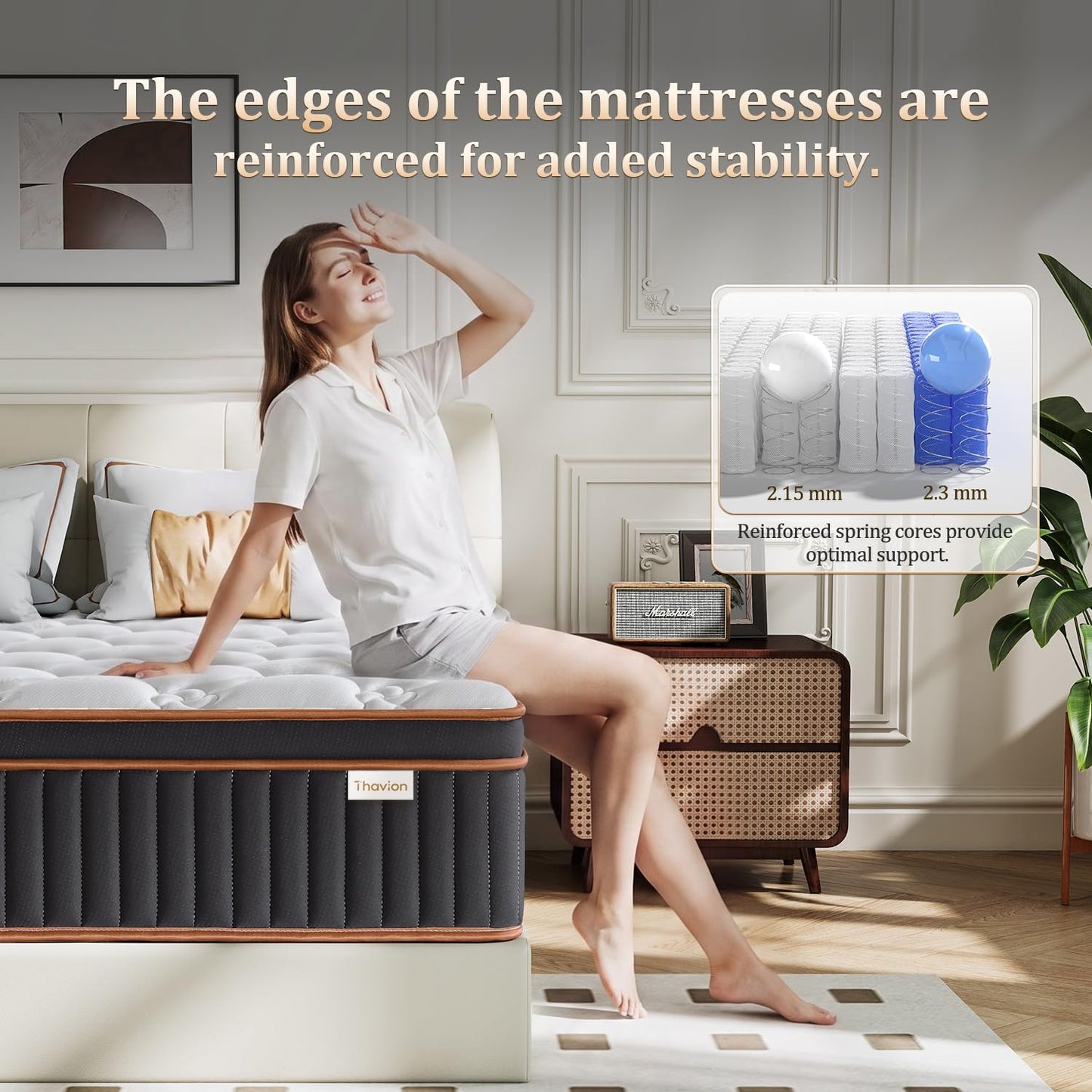 Thavion 3FT Single mattress, 12inch Single hybrid memory foam mattress,9-zone design with pocket springs and orthopaedic support
