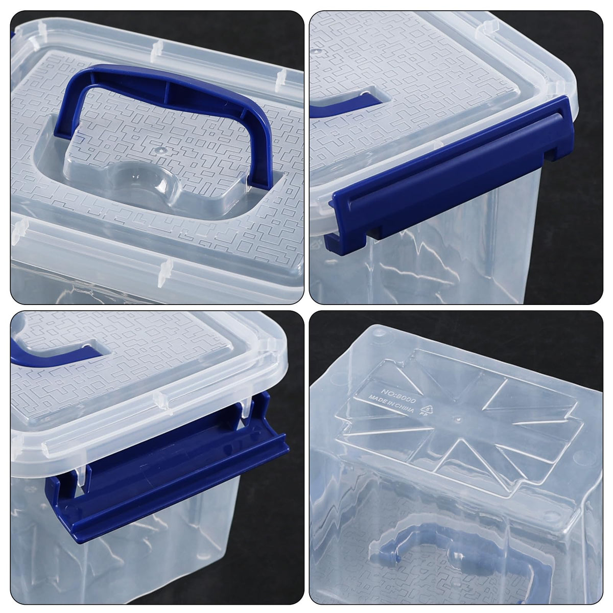 Minekkyes 3L Storage Boxes with Lids Set of 6, Plastic Clear Stackable Storage Box, Multipurpose Storage Tubs For Home, Office