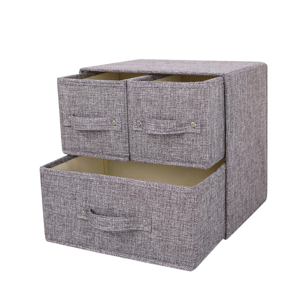 YINGGG Fabric Storage Box Storage Bins with Handle Drawer Organiser with Lid Folding Storage Bins Box Containers for Socks, Underwear, Bras, Ties