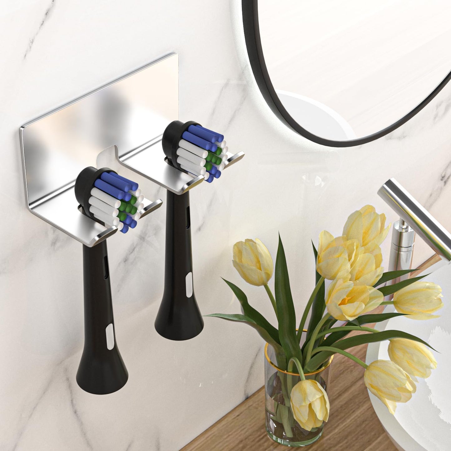 YAYINLI Toothbrush Holder Wall Mounted - Electric Tooth Brush Holder for Bathroom, Self Adhesive Non Screw Toothbrush Head Holder