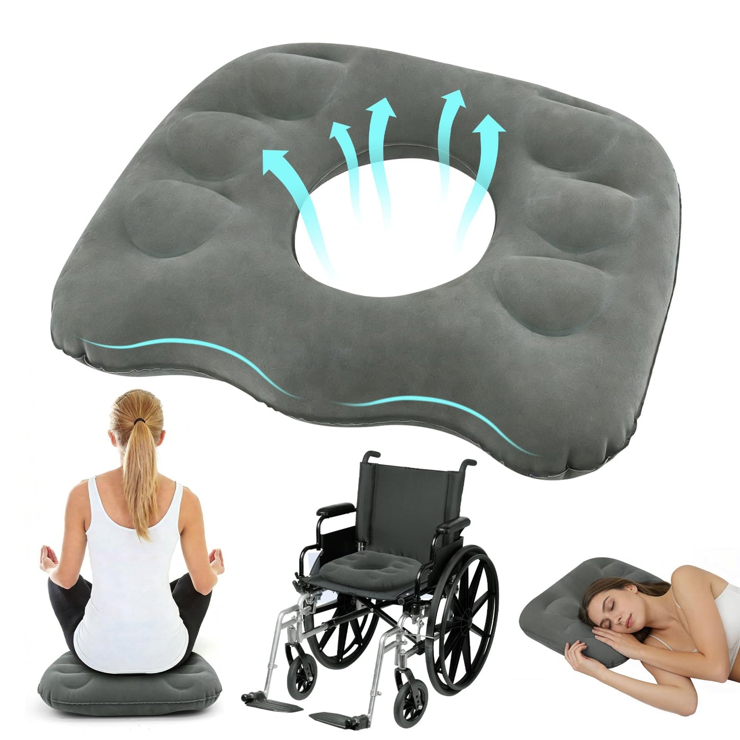 DARENYI Inflatable Donut Pillow, Coccyx Cushion for Tailbone Pain