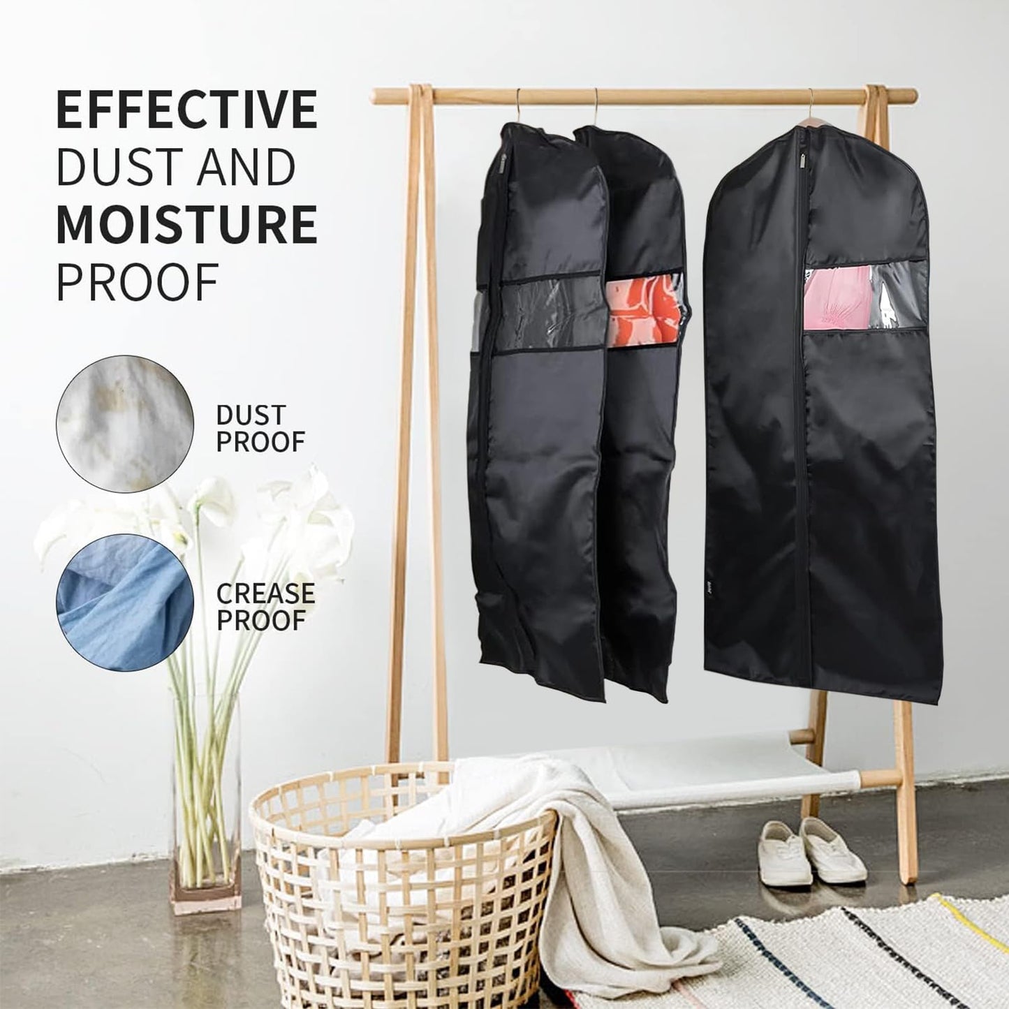 3 Pack PEVA Translucent Garment Covers 60 x 100cm Garment Bags