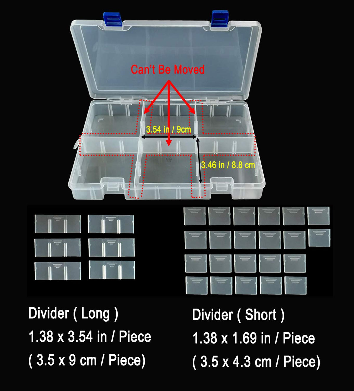 DARUITE 34 Grids Craft Storage Boxes with Compartments, Tackle Box, 3 PCS