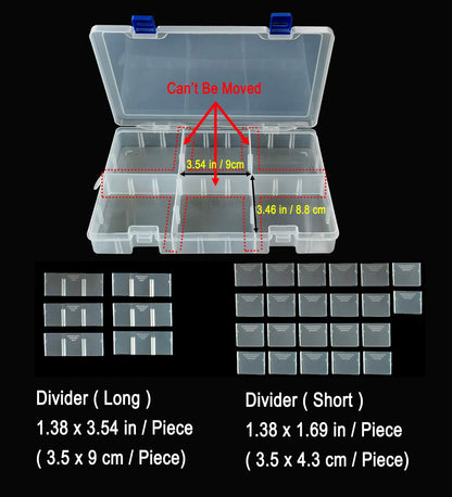 DARUITE 34 Grids Craft Storage Boxes with Compartments, Tackle Box, 3 PCS