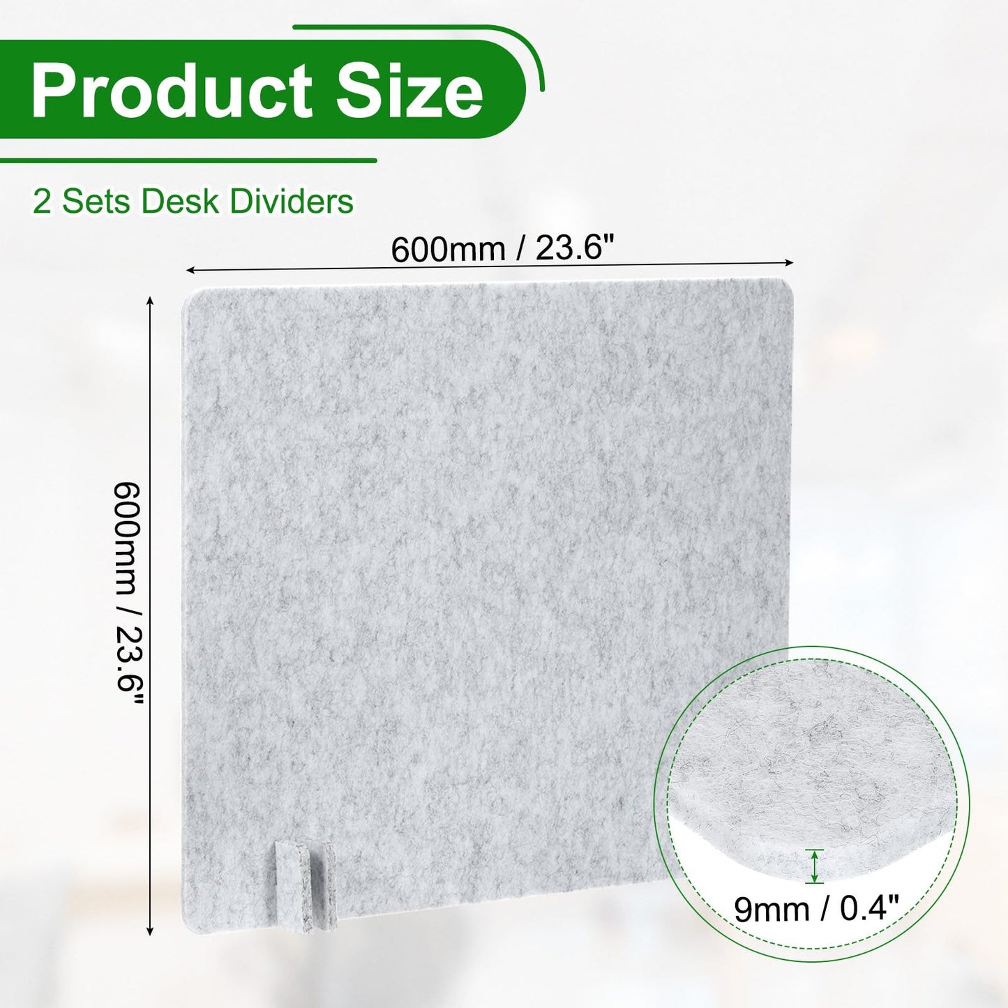PATIKIL Desk Divider, 2 Set 24 x 24 Inch Acoustic Freestanding Desk Divider Desk Privacy Panel with 8 Pcs Support Feet for Library Office Workstation