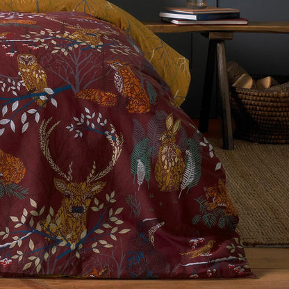 furn. Forest Fauna 3pcs, Super King Duvet Cover Set, Cotton, Polyester, Rust