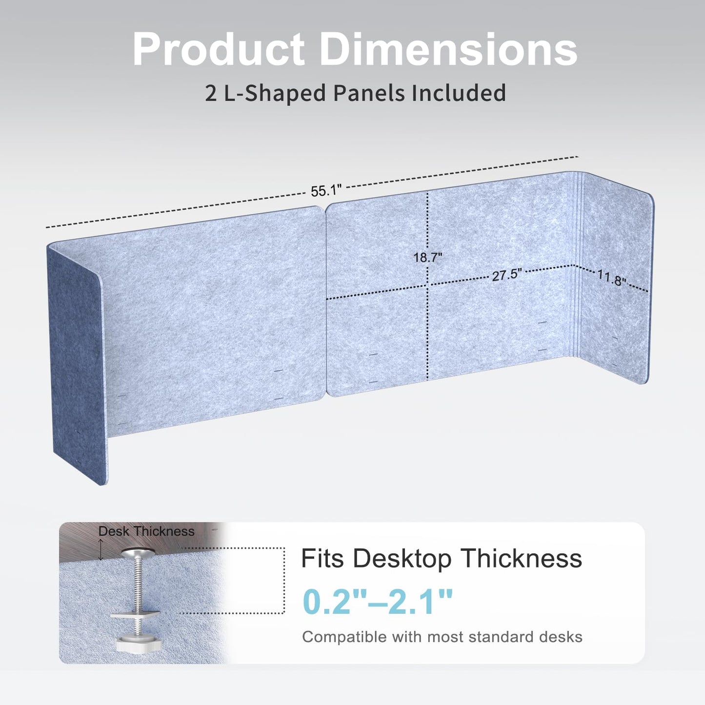 Desk Privacy Panel,2PCS,2-in-1 Soundproofing for Office,School & Home(Blue)