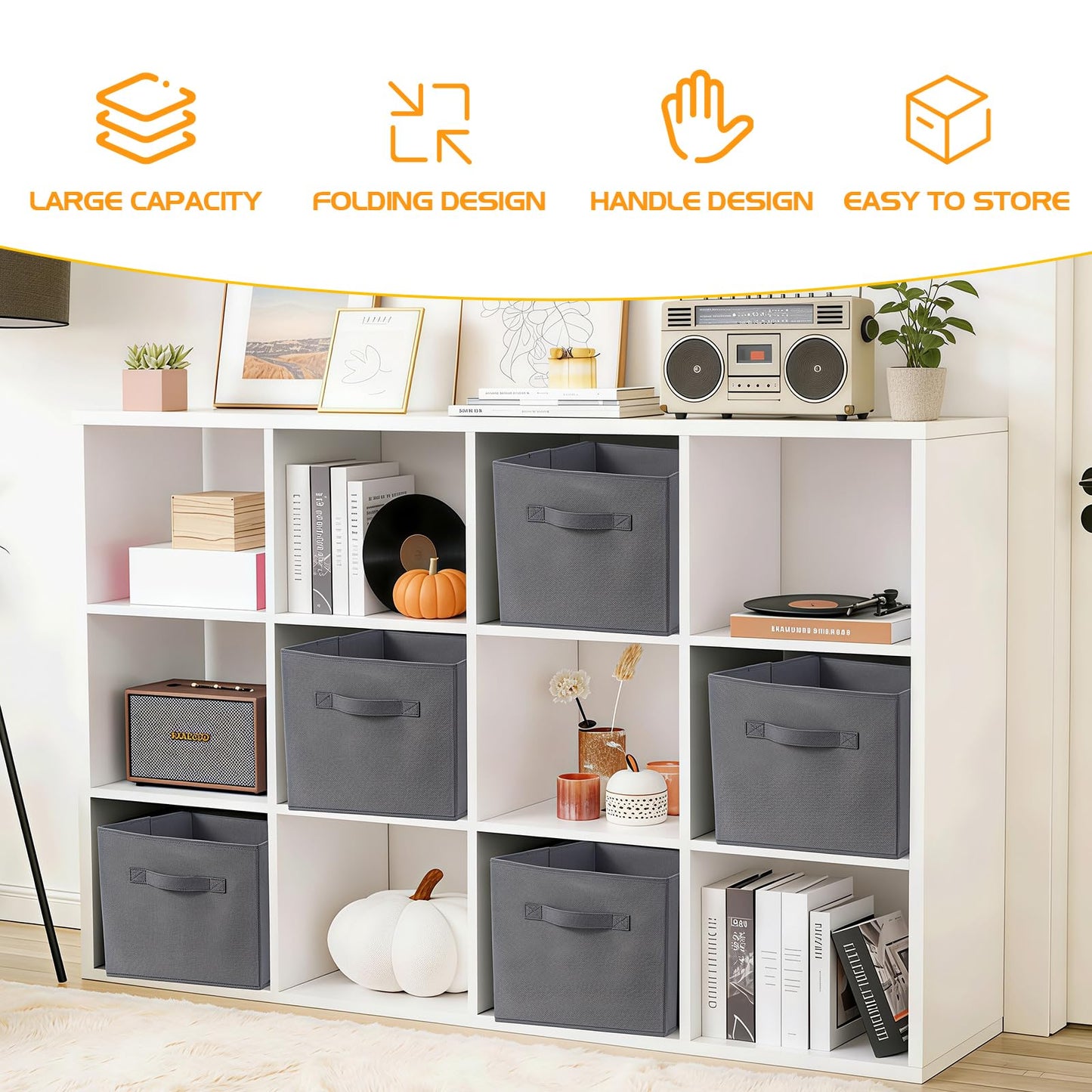 Resszo Cube Storage Boxes Set of 6, 27x27 Cubes with Handles
