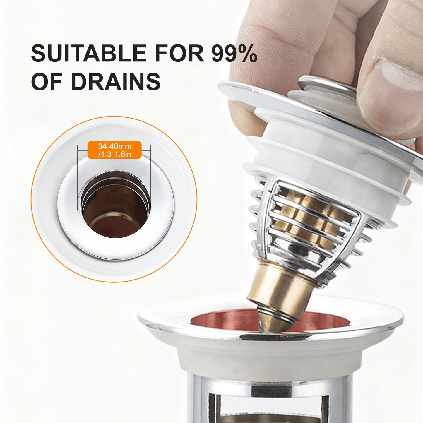 Sink Plug Replacement, P-op Up Sink Hole Cover with Strainer Hair Catcher for 32-42mm Drain Holes