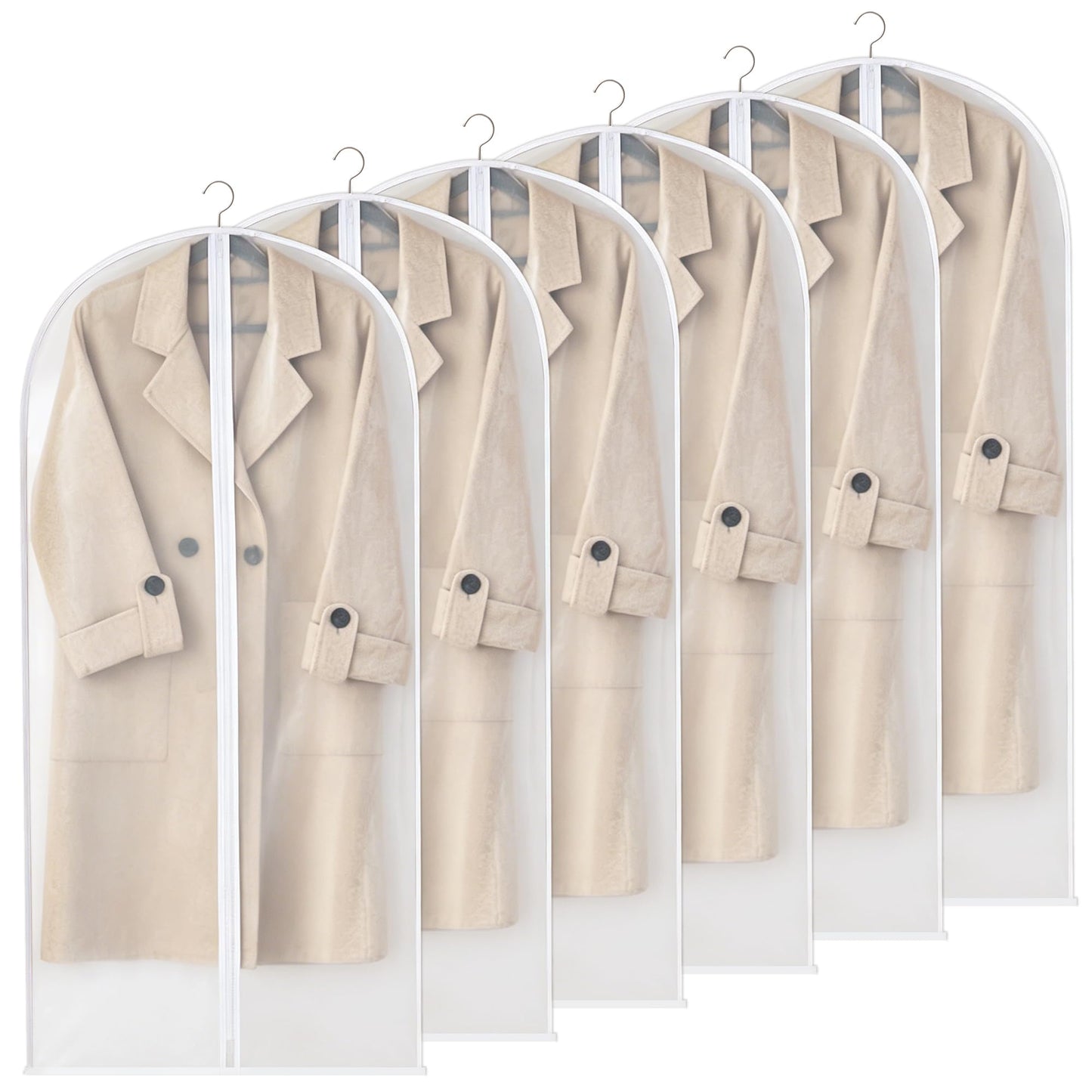Ipow 6 Pack Garment Bags 60x120cm, 47in PEVA Translucent Suit Covers