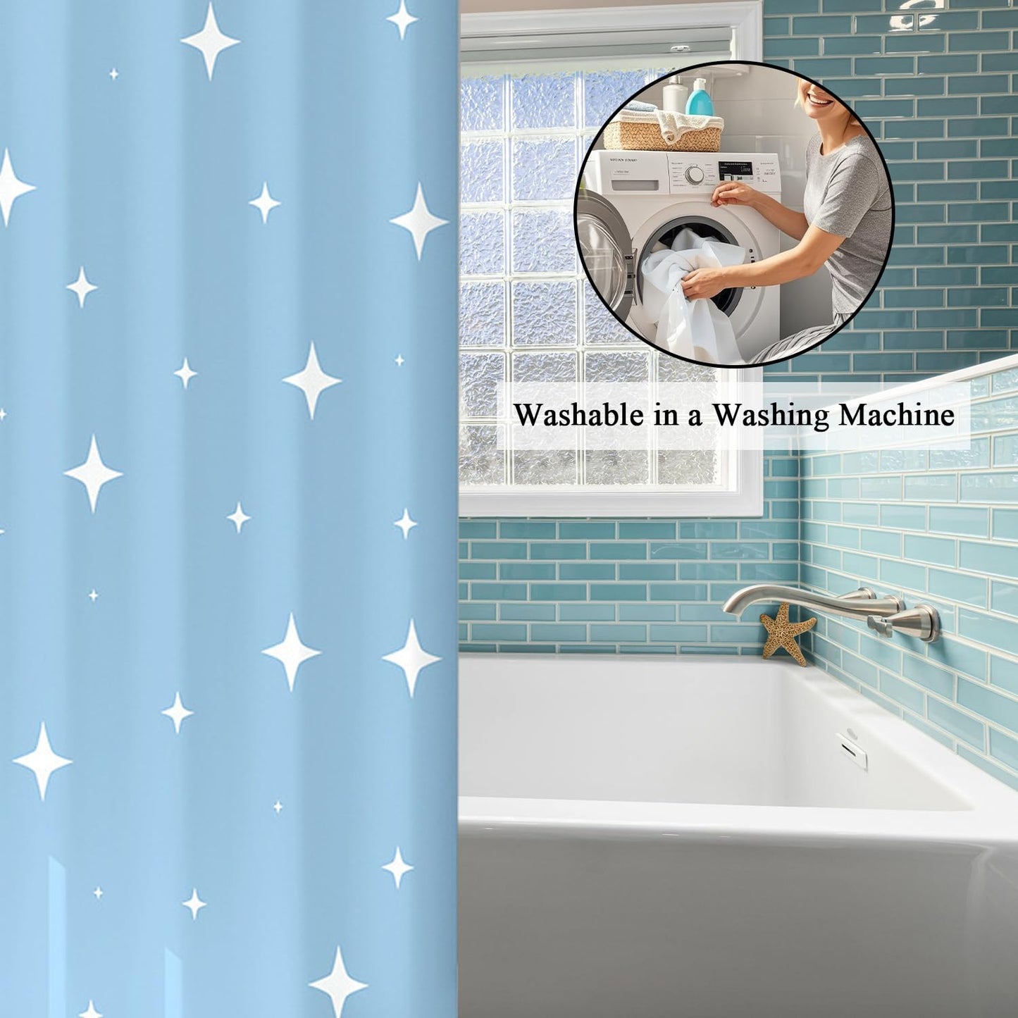 hzkais Shower Curtain, Mould Proof and Mildew Resistant Washable Bathroom Curtains, Shower Curtain for Bathroom, Bath Curtains with Hooks