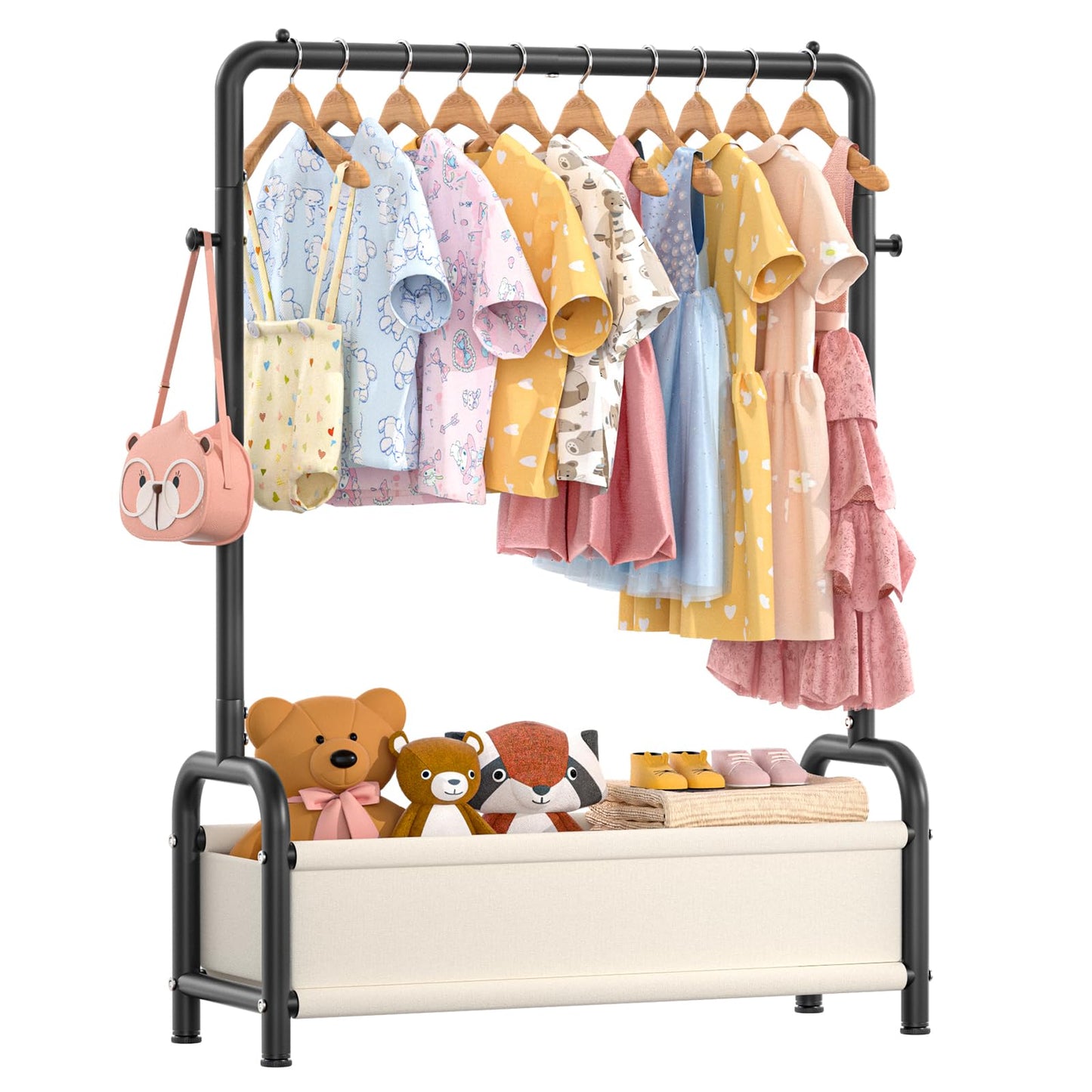 ZHKINGGS Kids Clothes Rail with Storage Shelf, Kids Dress Up Rail