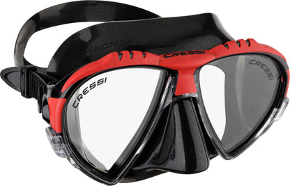 Cressi Matrix Mask - Diving, Apnea and Snorkeling Mask - Soft Silicone, Black/Red
