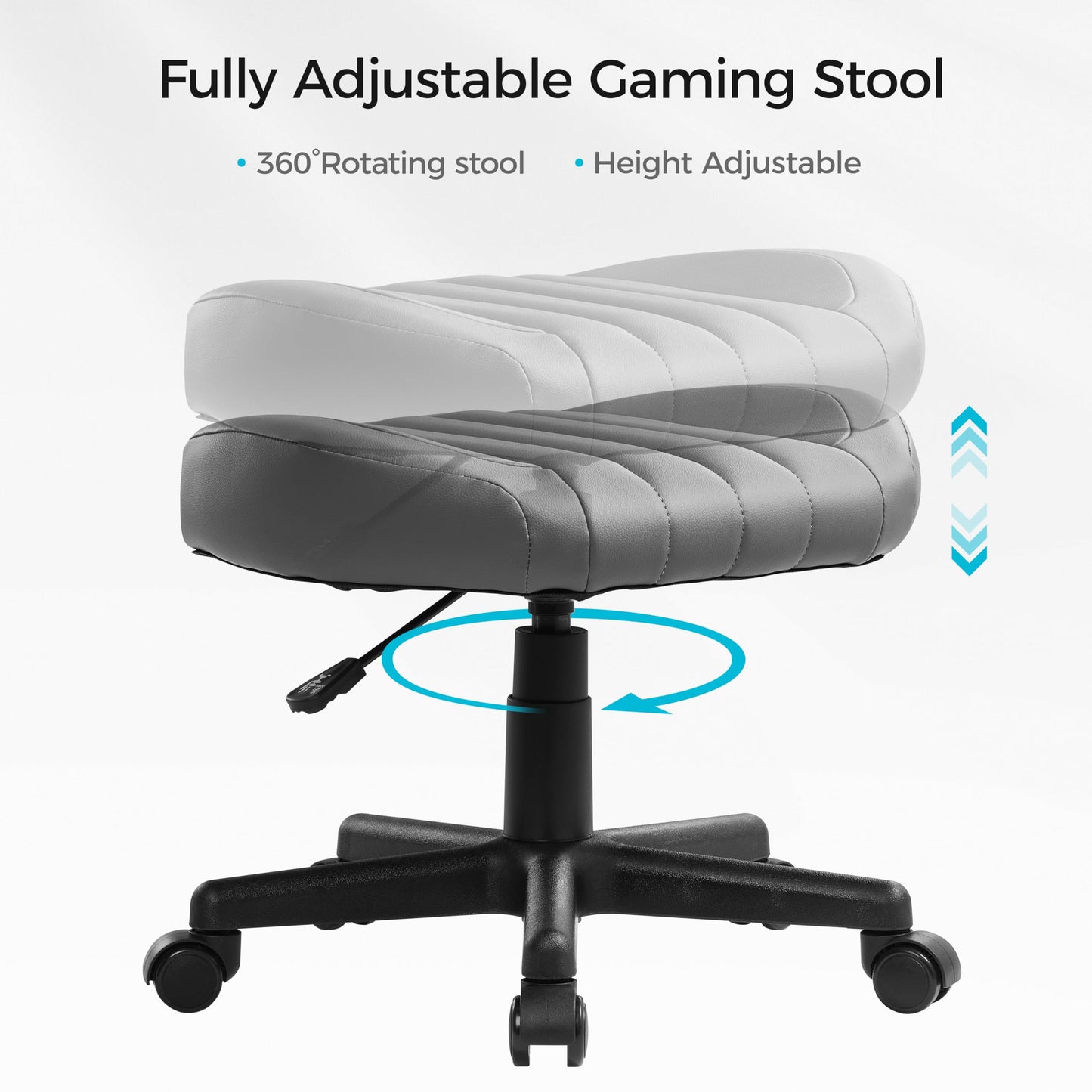 EUREKA ERGONOMIC Height Adjustable Under Desk Footrest,Ultra Soft Padded Roller Seat PU Leather Low Round Rolling Stool Floor Stool with Wheels,Ideal