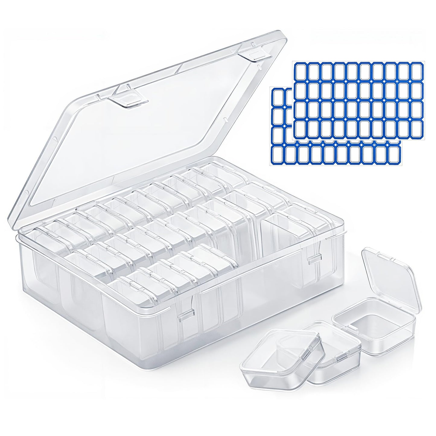 YIMETOP 30 Pcs Small Storage Box with Lid, Mini Plastic Clear Sorting Box, Transparent Plastic Storage Boxes with Hinged Lid, for Small Parts, Beads