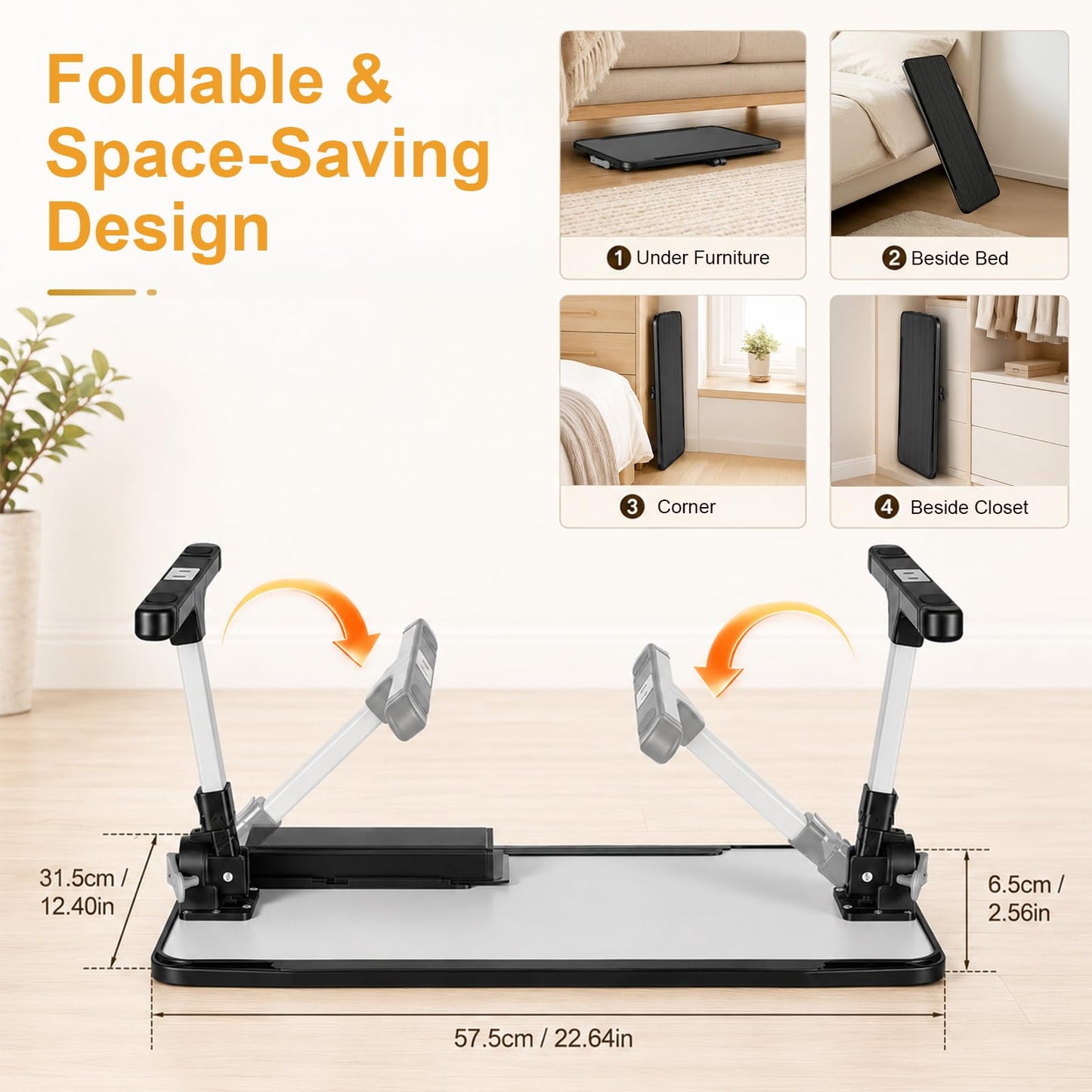 2-in-1 Bed Table & Lap Desk with Adjustable Height & Angle, Foldable Laptop Stand with Book Stand, Drawer & Edge Stopper, Ideal for Bed Desk