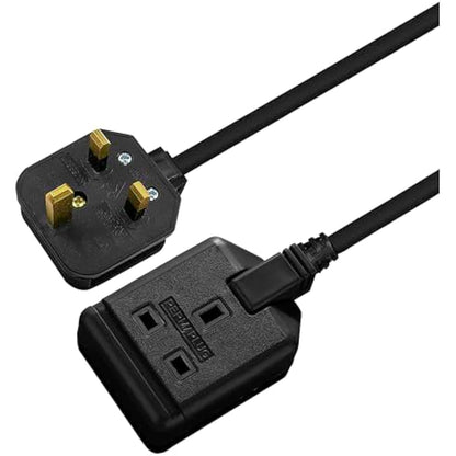 Masterplug One Socket Single Extension Lead, Unswitched, 10 Metre Cable, Heavy Duty, Rewireable, 1-Way Plug Extension Cable, Work Power, Permaplug, Black, 13A, 1G, 10m, EXS13110B