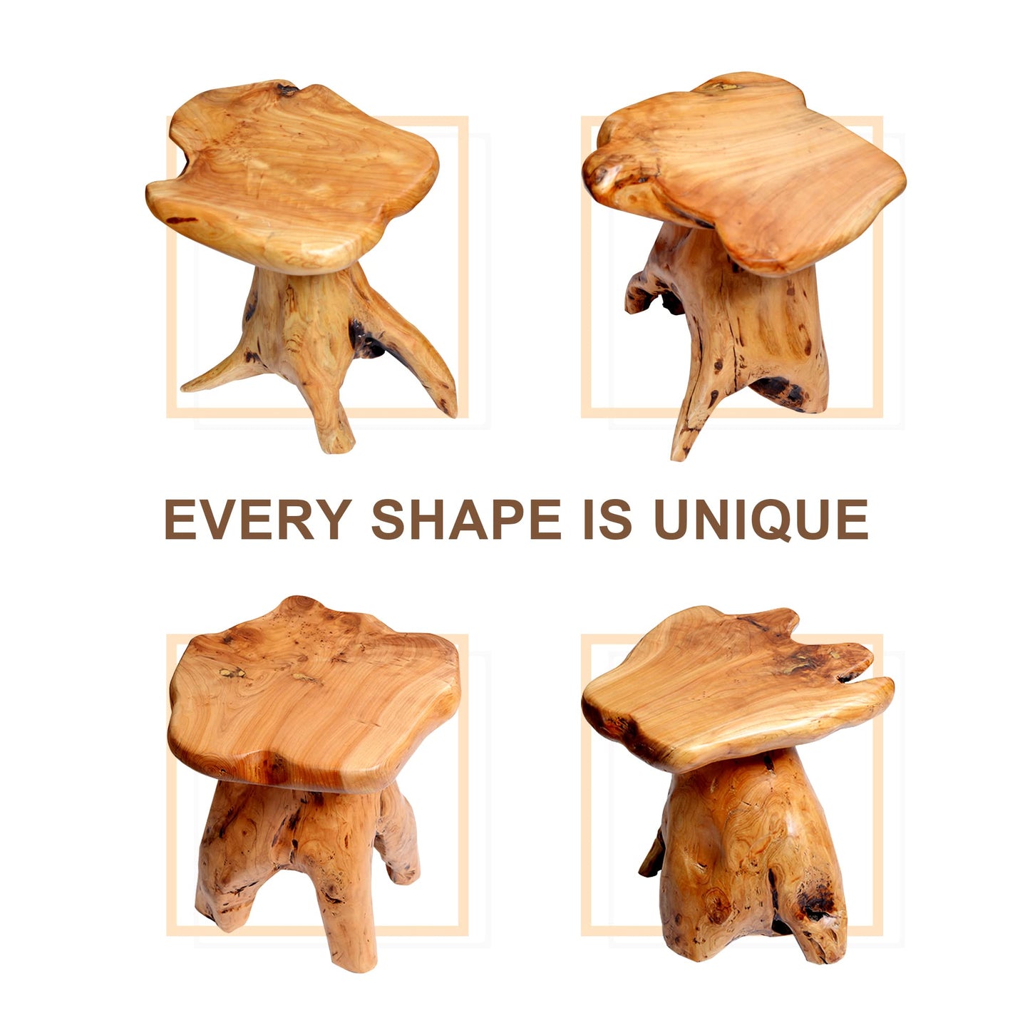 Organizedlife Solid Cedar Stool, Multipurpose 36cm Tall for Home & Garden