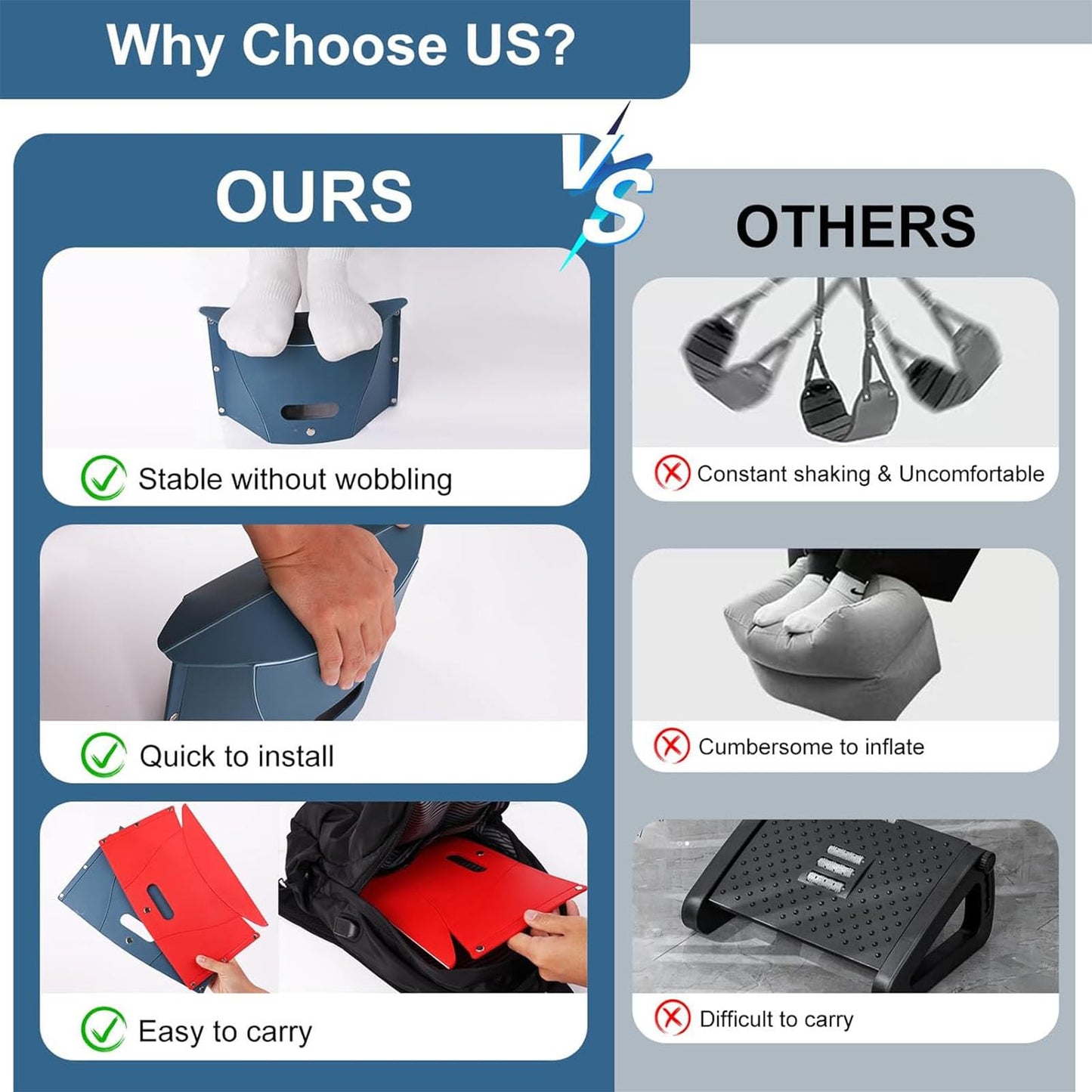 2 PCS Airplane Foot Rest, Folding Stool, Folding Foot Rest, Portable Airplane Footrests for Travel, Folding Foot Stools