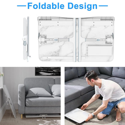 Laptop Stand for Bed, Potuopy Leather Adjustable Height Angle X-Large Bed Desk, Foldable Laptop Bed Table for Working Reading Eating on Bed Sofa Floor