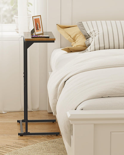 TUTOTAK C Shaped Side Table, Small End Table, 28.7 inch Tall Couch Table, Sofa Table, Living Room, Bed Room, Brown TB01BB071EU