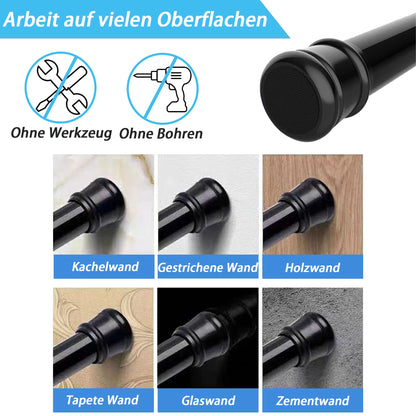 No Drill Curtain Pole 400 cm Long Curtain Rail 3 m Extra-Long Shower Rail Clothes Rail Extendable for Bathroom, Bedroom, White190-410CM Φ32mm