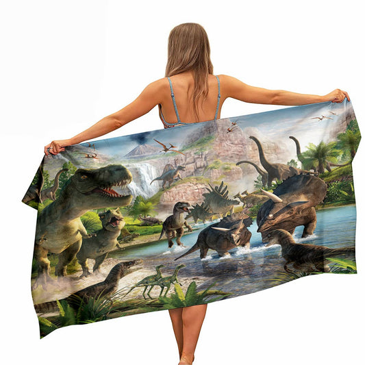 Ulticool Microfibre T-Rex Dinosaur Travel Towel - 160 x 80 cm - Lightweight, Quick-Drying, Sand-Resistant, Bath, Beach, Sauna, Sports Towel