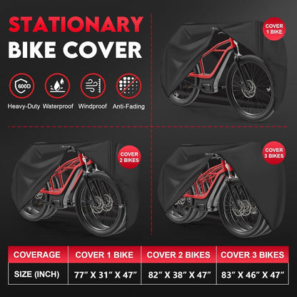 Zettum Bike Cover - 600D PU Coating Stationary & Outdoor Bike Cover for Mountain & Road Bikes & Scooters - Waterproof & Heavy Duty