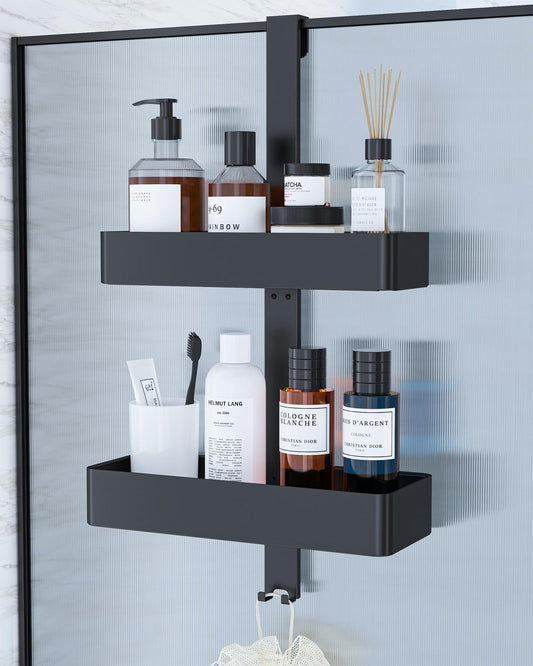 Kitsure Shower Caddy - 2-Tier Over Door Bathroom Accessory Hanging, Drill-Free & Rustproof Bathroom Shelves, Versatile Bathroom Shelf for Shampoo,