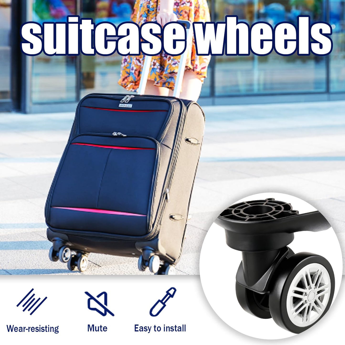 cddcwz 1 Pair Universal Suitcase Caster Mute Double Row Wheels