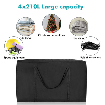 Alowor 4 Pack 210L Extra Large Strong Storage Bags, Big 600D Oxford Material Storage Box Bag Moving House with Zips for Clothes, Duvets, Laundry