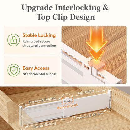 Lifewit 12 Pack 4" High Drawer Dividers 27-42cm/10.5-16.5" Adjustable Drawer Dividers for Clothes, Expandable Kitchen Drawer Dividers Organisers