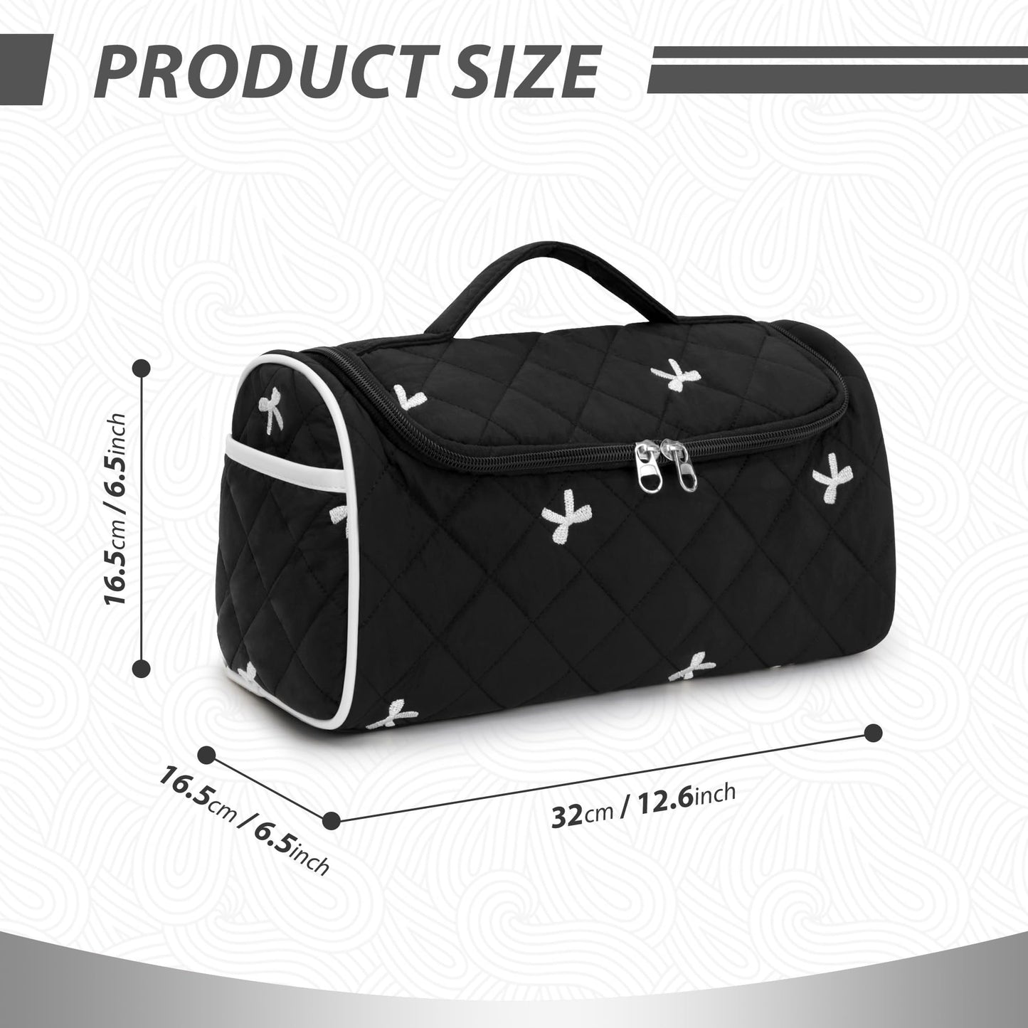 Linpr Travel Hair Dryer Bag with Hook for Dyson Airwrap Styler, Bow Black