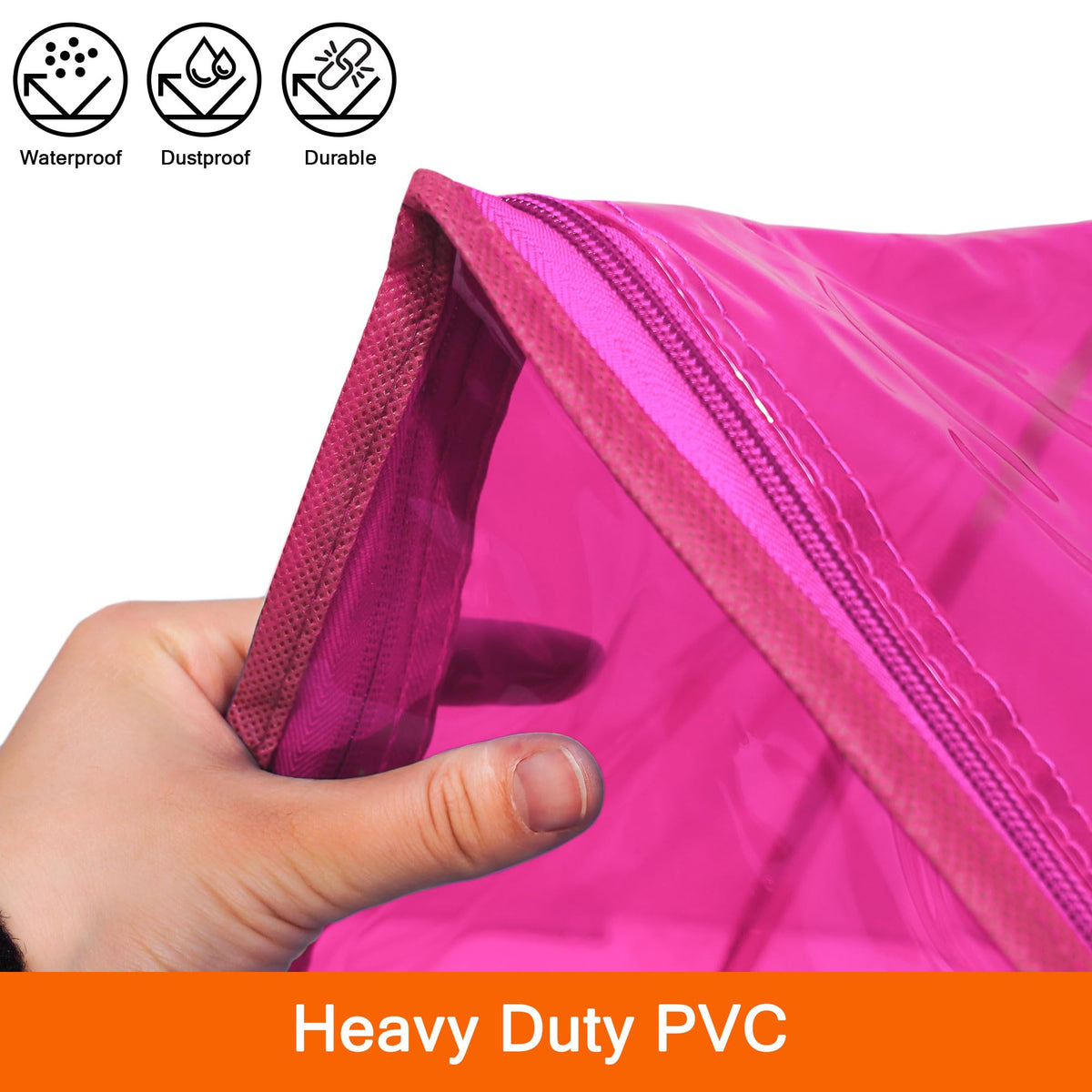 Vieshful Pink 40L Clear Clothes Storage Bag with Zipper 3 Pack