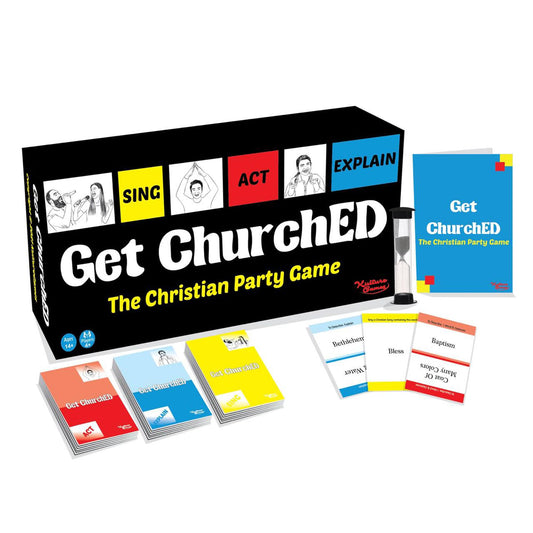 Kulture Games Get ChurchED - The Christian Party Game (Sing, Act/Charades, Explain) - Christian Gifts - Bible Trivia Game - Charades Games for Family