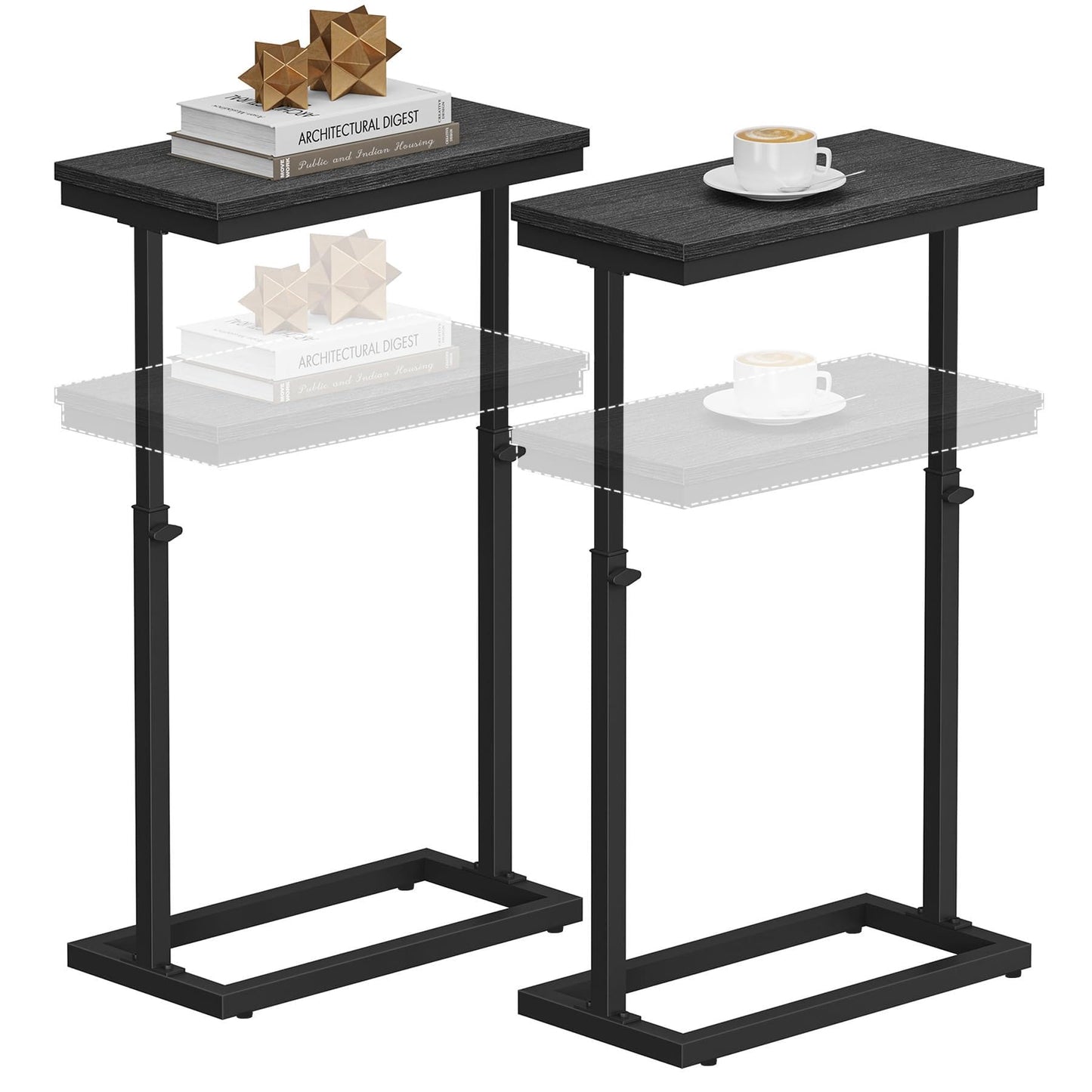 TUTOTAK End Table, Side Table, Tall Couch Table, Sofa Table, Living Room, Bed Room, Black TB01BK0832EU
