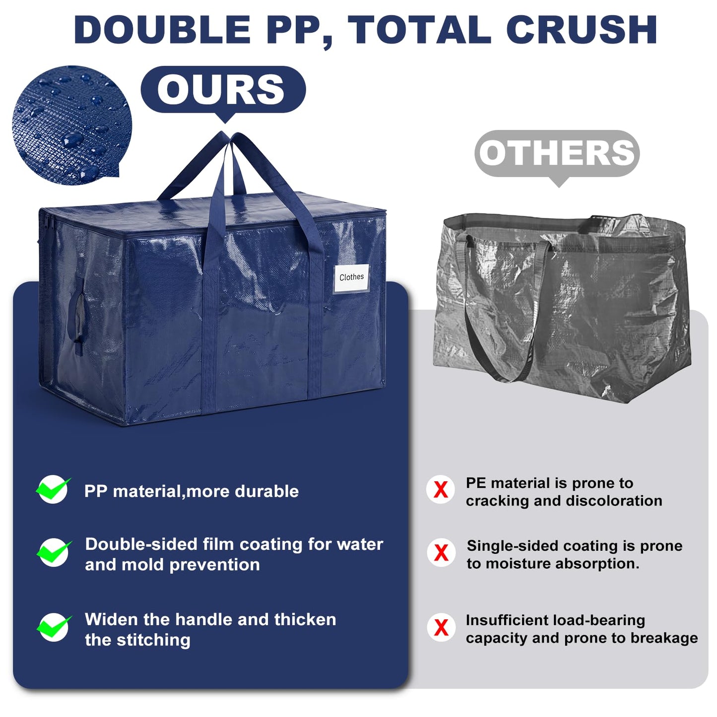 6 Pack Large Moving Bags and Storage Bags, 90L Heavy Duty Moving Bags